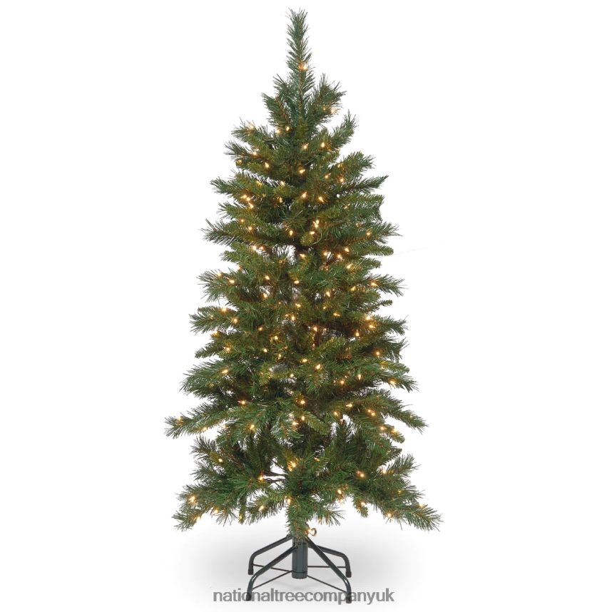 Trees | National Tree Company Pre-Lit Artificial Slim Christmas Tree, Green, Tiffany Fir, White Lights, Includes Stand, 4.5 Feet F2L4F108